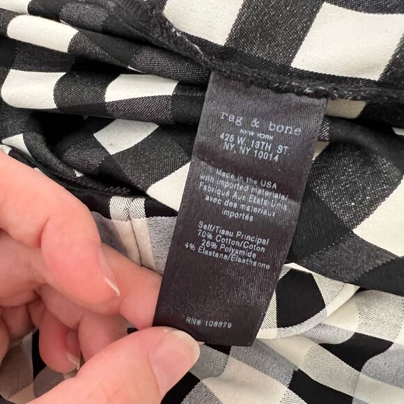 Rag and Bone Black and White Gingham Checkered Straight Leg Dress Pants Size 2 - Picture 4 of 6